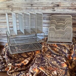 Silver Mesh Desk Organizer Set